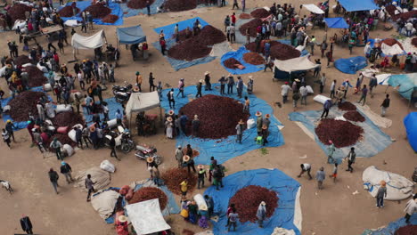 Paprika-Market-In-The-Town-Of-Alaba-Kulito-In-Ethiopia---aerial-drone-shot