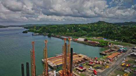 Panama-Canal-Aerial-v6-low-level-drone-flyover-beautiful-chagres-river-towards-soberania-national-park-with-lush-green-rainforest-during-daytime---Shot-with-Mavic-3-Cine---April-2022