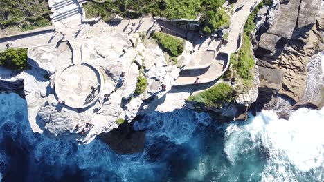 Drone-aerial-top-view-of-Sydney´s-famous-coastal-walk