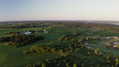 Cinematic-Aerial-Flight-over-Rural-Landscape-in-Midwest-America-at-Dawn