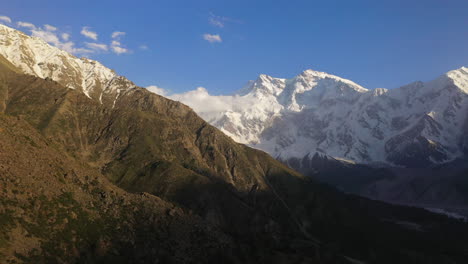 Drone-shot-of-Nanga-Parbat,-Fairy-Meadows-Pakistan,-snow-capped-mountains,-cinematic-aerial-shot