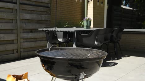 Slowmotion-shot-of-a-coal-barbecue-BBQ-in-the-backyard
