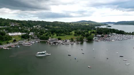 Drone-Aerial-footage-of-Bowness-on-Windermere-a-sprawling-tourist-town-on-the-shore-of-Windermere-Lake