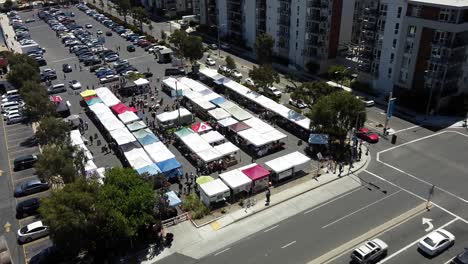 Aerial-Overhead-Revealing-Shot-At-A-Farmers-Market