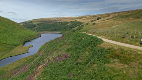 Aerial-footage-of-Yorkshire-countryside-valleys-moorland-and