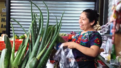 Frau,-Die-Lokalen-Markt-Des-Gemüses-Von-Antigua-Guatemala-Verpackt