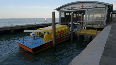 Boat-ambulance-parked-at-the-Emergency-hospital-dock