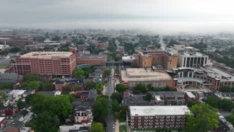 Foggy-morning-in-a-small-city-Smoke-rises