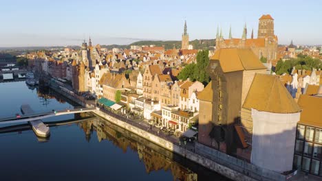 Fixed-Aerial-View-of-Gdansk-Old-Town-with