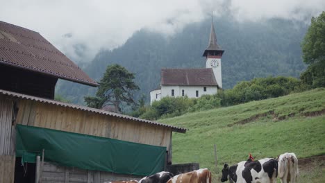 Wimmis-Suiza-Europa-Granero-Iglesia-Castillo-Schloss-Rural