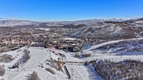 Park-City-Utah-Aerial-v-drone-flying-downhill