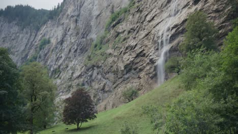 Lauterbrunnen-Suiza-Europa-Cascada-Montaña-Pradera-Pradera-Colina