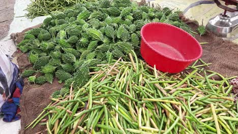 Los-Clientes-Compran-Verduras-Frescas-En-El-Mercado-Semanal