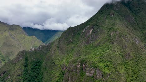 Aerial-drone-fly-view-of-Machu-Pichu-Mountain,-Peru,-Andes,-South-America-1