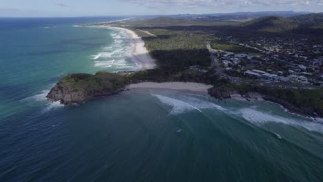 Cabarita-Beach-And-Norries-Headland-In-New-South-Wales,-Australia---aerial-drone-shot