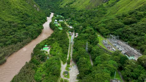 The-Railway-track-of-Machupichu-at-Aguas-Calientes-Station-crossing-jungle-and-Urubamba-river