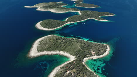 Aerial-footage-flying-over-the-Paklinski-Islands-off-the-coast-of-Croatia