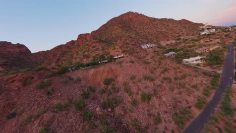 Beautiful-aerial-footage-of-Phoenix-and-Scottsdale,-Arizona,-USA,-Camelback-Mountain-in-the-background