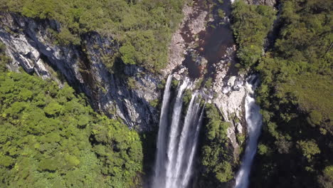 Aerial-view-of-the-Itaimbezinho-waterfall-in-Rio-Grande-do-Sul,-Brazil