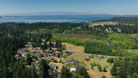 Aerial-view-of-Freeland-homes-on-Whidbey-Island-with-the-Olympic-Mountains-off-in-the-distance