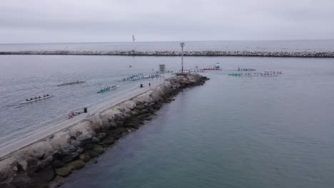 Rowing-competition-in-Marina-del-Rey-coastal-town-and-harbor