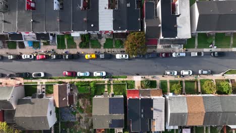 Top-down-aerial-truck-shot-of-city-street