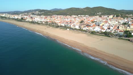 Aerial-Images-Of-The-Malgrat-De-Mar-Santa-Susanna-Beach-In-The-Maresme-Province-Of-Barcelona