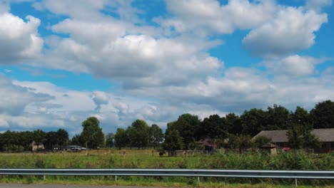 Driving-Across-Dutch-Highway-At-The-Countryside-Near-Amsterdam,-Netherlands