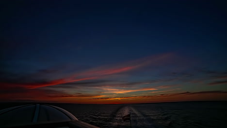 Cruise-ship-wake-with-beautiful-sunset-on-water