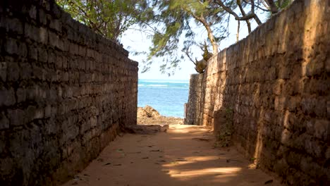 A-steady-shot-of-two-parrallel-walls-leading-to-the-ocean