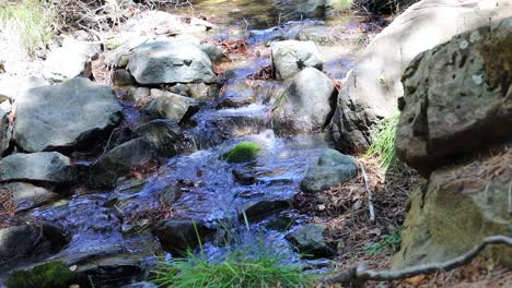 Static-Shot-Of-A-Small-Stream-Of-Fresh-Water-Running-Down-The-Troodos-Mountains,-Cyprus