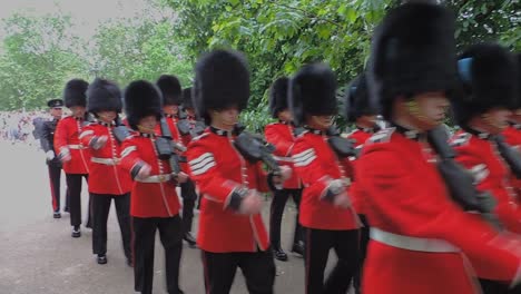 A-company-of-the-Queens-Grenadier-Guards-marches-through-St-James-Park