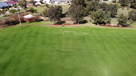 Flyover-Green-Football-Pitch,-Riverlinks-Park-Clarkson-Perth-Australia