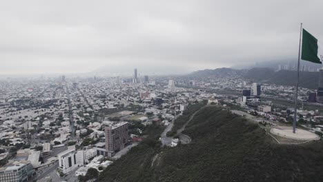 Drone-shoot-at-morning-cloudy-day-at-hasta-bandera-over-obispado-hill-at-Monterrey-City,-Mexico-12
