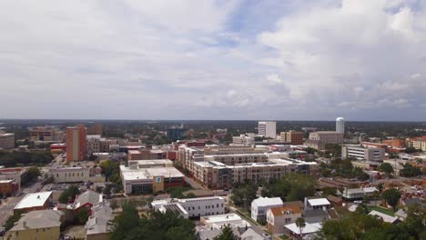 Drone-shot-over-historic-downtown-Pensacola-in-Florida-on-a-very-cloudy-and-sunny-day-2