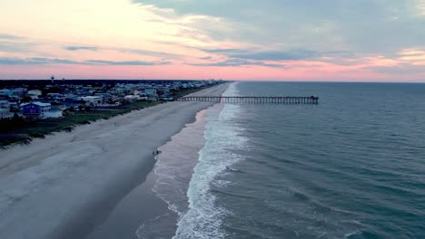 Kure-Beach-NC,-North-Carolina,W-Aerial-at-Sunrise-with-Pier