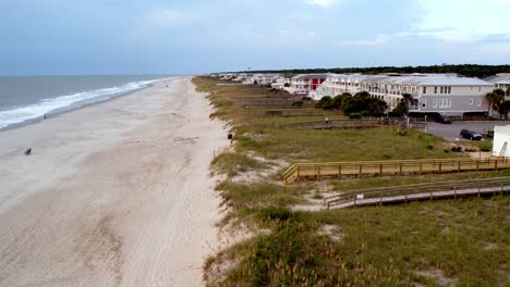Aerial-over-protected-dunes-at-kure-beach-nc,-north-carolina