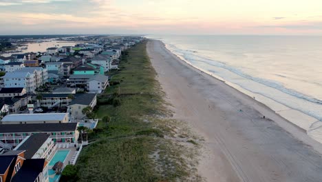 Beachfront-homes-and-real-estate-aerial-along-carolina-beach-nc,-north-carolina