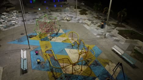 Aerial-view-of-a-kids-playground-at-night-in-Mexico