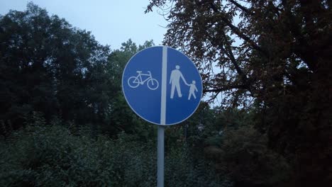 Traffic-sign-of-pedestrian-walk-and-bike-line