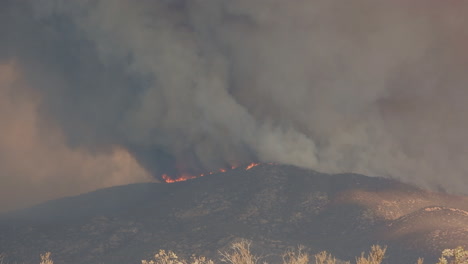 Wildfire-raging-and-smoking-in-the-highlands-of-the-western-USA---static-view
