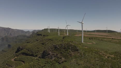 Aerial-view-if-a-wind-farm-in-the-top-of-the-madeira-island-mountains-1
