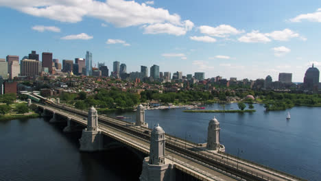 Scenic-aerial-view-of-Boston-Longfellow-Bridge-and-Charles-River