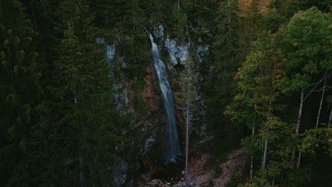 Waterfall-cascade-with-fresh-glacier-water-in-the-romantic-and-idyllic-Bavarian-Austrian-alps-mountain-peaks