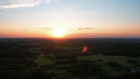 Sunset-in-east-Poland,-aerial-view