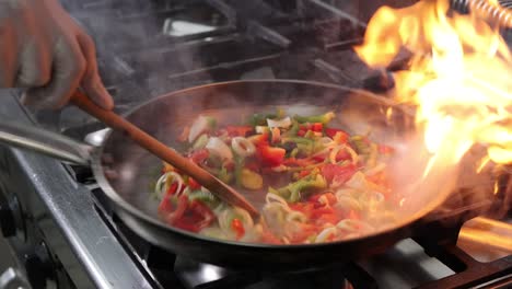 Chef-Grilling-sliced-vegetable-in-a-frying-pan,-4k-footage