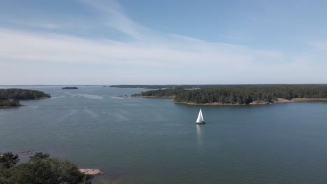 Aerial-Footage-of-a-Sailing-Boat-in-the-Finnish-Archipelago-near-Turku