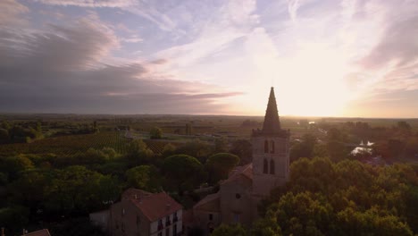 Aerial:-The-church-of-Béziers-with-the-farm-fields-in-the-distance