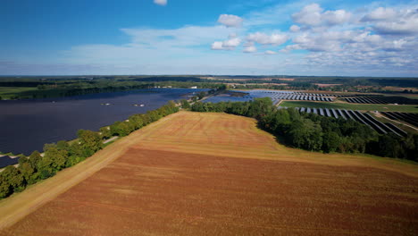 Panorama-Of-A-Large-Area-Of-Solar-Farm-With-Serene-Nature