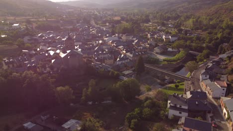 Aerial-view-of-a-beautiful-village-at-Molinaseca